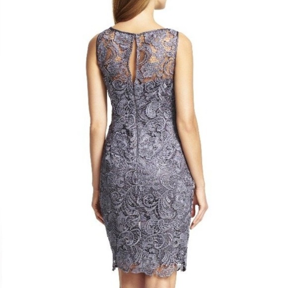 Adrianna Papell Illusion Lace Sleeveless
Sheath Dress Charcoal Gray Size 2 - Picture 3 of 5